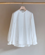 AL-3129/High Count Cotton Silk-Crew Neck Blouse