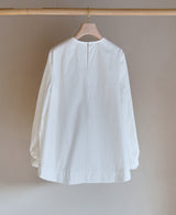 AL-3129/High Count Cotton Silk-Crew Neck Blouse