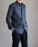 AM-3078/Cotton Twill-Bandcollar Shirt