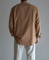 AM-3077/Cotton Wool-Bandcollar Shirt