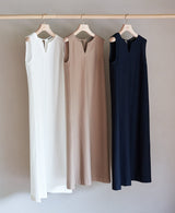 TL-8423/Cotton Twill-Sleeveless Long Onepiece