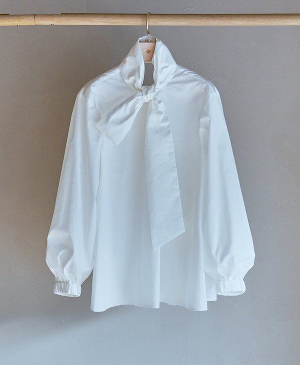 AL-3130/High Count Cotton Silk-Bow Tie Blouse