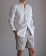 AM-3078/Cotton Twill-Bandcollar Shirt