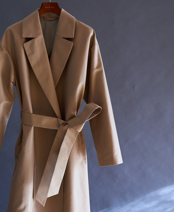 AL-10107 / Silk Cotton Twill-Wrap Coat